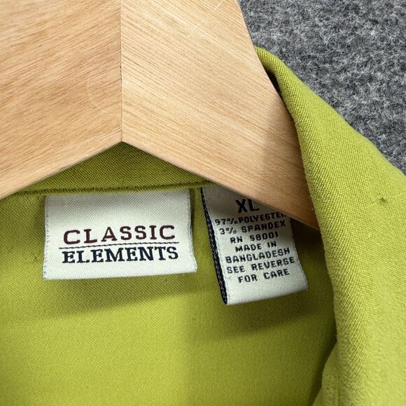 Classic Elements Shirt Women XL Green Button Up Collared Long Sleeve Pockets - Picture 3 of 6